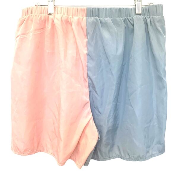 Missguided Sports Class Athleisure Shorts 14 Blue Pink High Waist Pockets Preppy - Picture 2 of 7